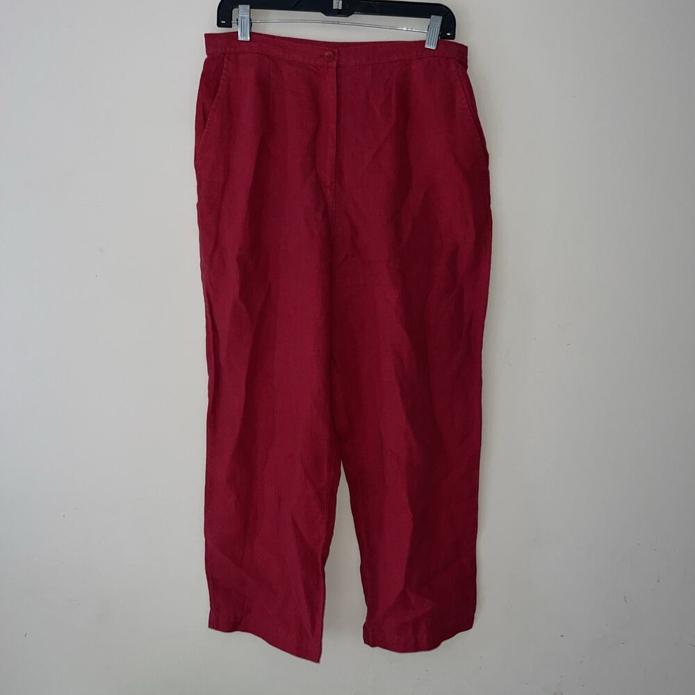 Talbots Red Cropped 100% Pure Irish Linen Pants Women’s size 12